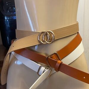 Women’s Trio Leather Belt Set - Tan, White & Camel